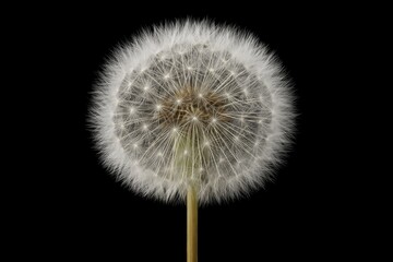 Fototapeta premium Close-up of a dandelion seed head on a black background