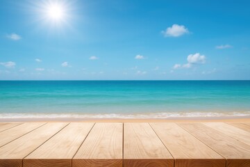 Fototapeta premium Office area with a view of the sea during sunny weather