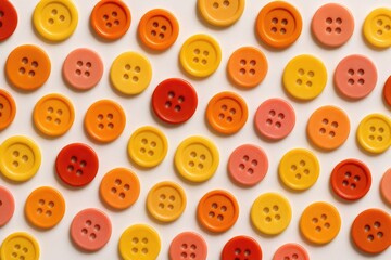 Fototapeta premium Brightly hued clothing fasteners set against a white background