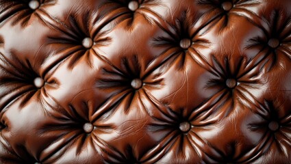 Fototapeta premium Detailed shot of a tufted leather material emphasizing its unique texture and artisanal quality.