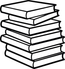 A towering stack of colorful textbooks on a white background