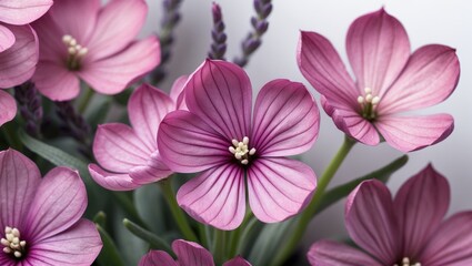 Fototapeta premium Close-up shot of vibrant pink and mauve primula polyanna flowers
