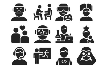 Social trainer emotion therapist icon vector communicator ai operator entertainer gamer simulator