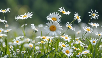 Fototapeta premium Blossoming Daisies Dancing in the Breeze