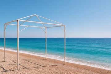 Fototapeta premium Constructed Metal Structure by the Mediterranean Sea