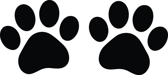 black animal paw prints icon symbol for pet dog cat footprint track wildlife and veterinary design