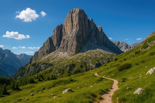 Highest point of the Monte Popera range in the Dolomiti Alps showcasing a picturesque mountain landscape on a sunny day