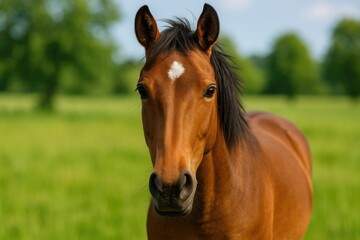 Close-Up of an Endearing Brown Stallion