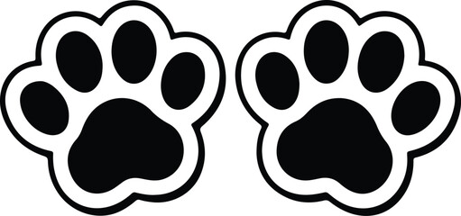 black animal paw prints with claws icon symbol for wild pet dog cat footprint track and veterinary design © Art by Redu