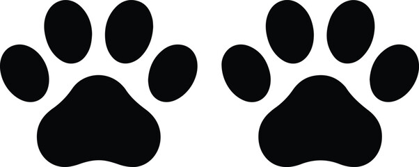 black animal paw prints icon symbol for pet dog cat footprint track wildlife and veterinary design © Art by Redu