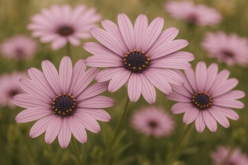 Obraz premium Close-up shot of beautiful purple daisies
