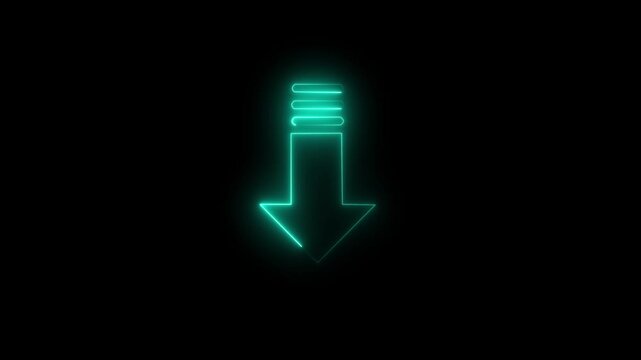 Animation Arrow Down Symbols on Black Background. Animated  arrow from top to bottom on black background. Arrow motion business down arow icon animation