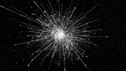 Obraz premium Monochrome 3D visualization of a glowing detonation in the cosmos
