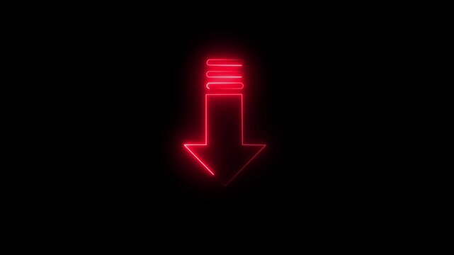 Animation Arrow Down Symbols on Black Background. Animated  arrow from top to bottom on black background. Arrow motion business down arow icon animation