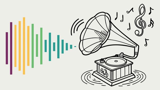 Waves of the equalizer. Vector illustration of music sound on isolated background. Drawing of radio signal painted by black inks. Sketch of musical soundtrack. Etching of voice record.