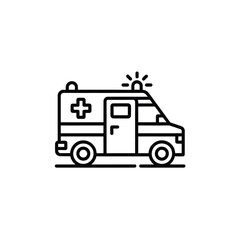 Fototapeta premium Outline Icon of an Ambulance with Flashing Lights on White Background emergency medical