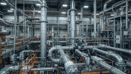 Fototapeta premium Technical Industrial Engineer managing and operating oil and gas refinery systems with expertise in Industry 4.0, smart manufacturing, and IoT integration
