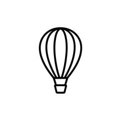 Black outline icon of a hot air balloon on a white background airship transport