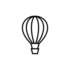Fototapeta premium Simple Outline Icon of a Hot Air Balloon with Basket on White Background airship aviation