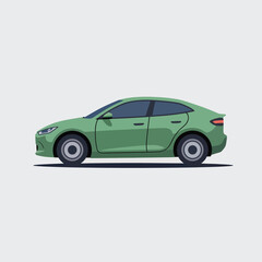 Fototapeta premium Green sedan car with tinted windows on a white background automobile vehicle