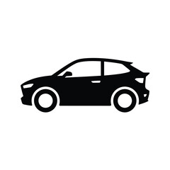 Fototapeta premium Black silhouette icon of a car on a white background transport vehicle