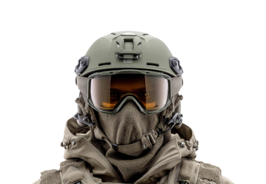 Military action gear urban tactical environment portrait perspective, isolated on transparent background, png