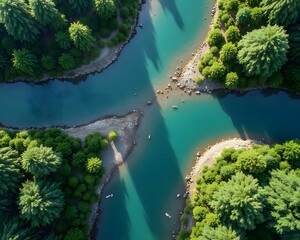 Aerial View Merging Rivers Drone