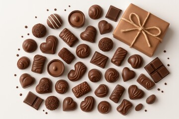Fototapeta premium Sweet treats featuring chocolate candies displayed against a clean white surface