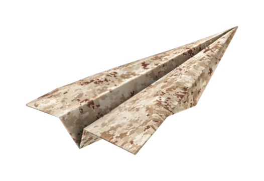 Creative paper airplane design techniques tutorial minimalist top view, isolated on transparent background, png