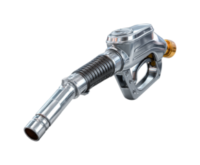 Fuel pump nozzle action in automotive industry view professional context, isolated on transparent background, png