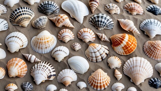 Beachfront Market Featuring a Collection of Beautiful Sea Shells