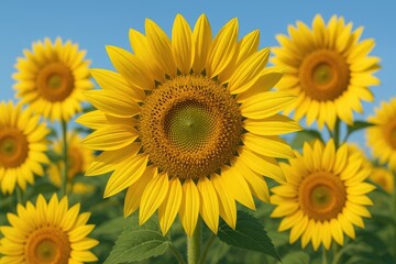 Fototapeta premium Sun-like large yellow flowers in bloom