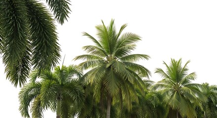 Tropical Palm Trees Against White Background