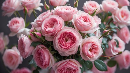 Obraz premium Elegant bouquet of blooming pink roses with a sweet aroma