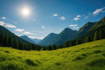 Fototapeta premium Breathtaking mountain vistas surrounded by vibrant nature