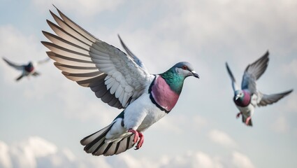 Stunning display of a fantail pigeon with elaborate tail feathers