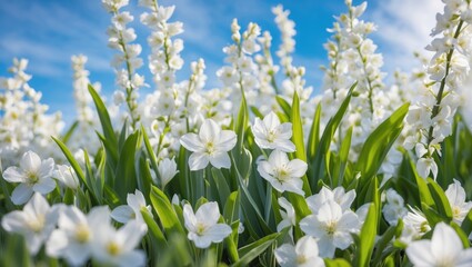 Fototapeta premium Elegant white floral display during spring