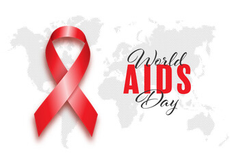 World Aids Day background with red ribbon