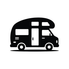 Obraz premium Black silhouette icon of a recreational vehicle camper van motorhome travel