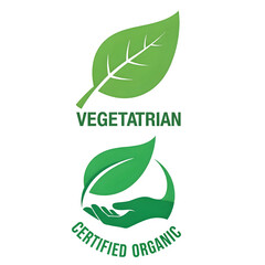 Stunning vegetarian and certified organic logos featuring vibrant green leaves and caring hands, perfect for promoting healthy, natural food products and sustainable brands worldwide.