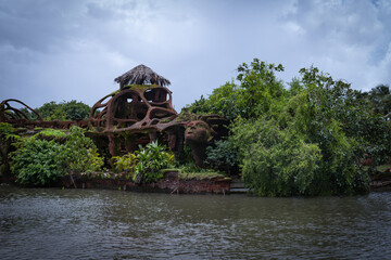Traditional mud Sculpture by the Riverside in Goa, India