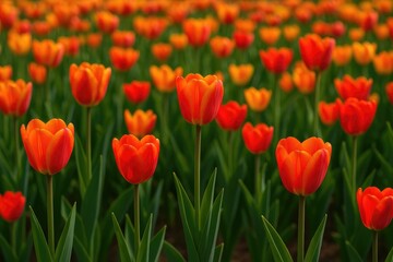 Colorful blooming tulip landscape
