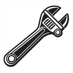 Obraz premium adjustable wrench tool silhouette vector