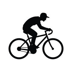 Obraz premium Silhouette of a person riding a bicycle on a white background cyclist bike