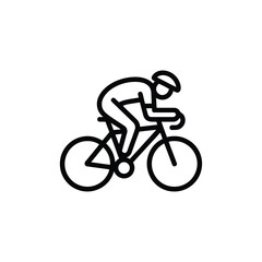 Fototapeta premium Cyclist in motion wearing helmet on a bicycle line art icon cycling sport