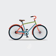 Obraz premium Flat design bicycle with blue wheels and orange frame on white background bike cycling