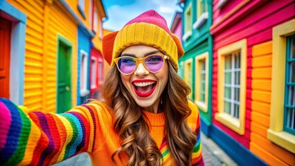 Vibrant Playful Colorful Design Happy Expression Social Media Post