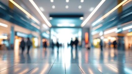 Fuzzy, out-of-focus image of a retail mall environment