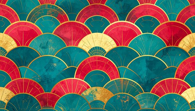 Colorful textured fish scale pattern