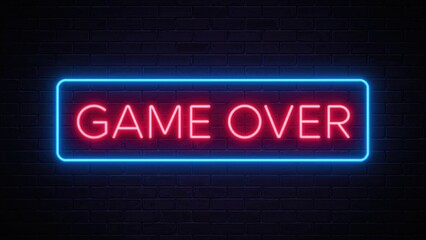 Modern Neon 'Game Over' Display on Brick Wall - Vibrant Night Light Vector Design